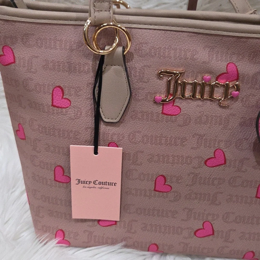 💕 ▪️Juicy Couture▪️ Cafe With Cafe Trim I heart  Medium Tote Heart Logo
